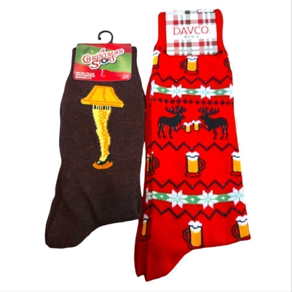 NWT LOT OF TWO HOLIDAY SOCKS "A CHRISTMAS STORY" AND BEER THEMED MEN'S S…